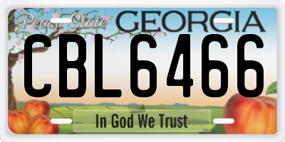 GA license plate CBL6466