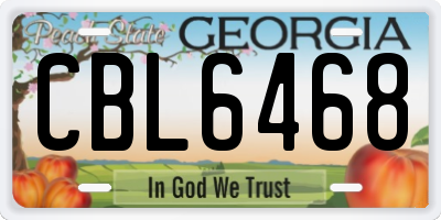 GA license plate CBL6468