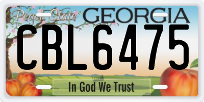GA license plate CBL6475