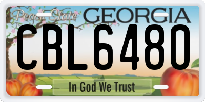GA license plate CBL6480