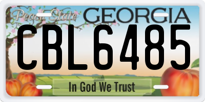 GA license plate CBL6485