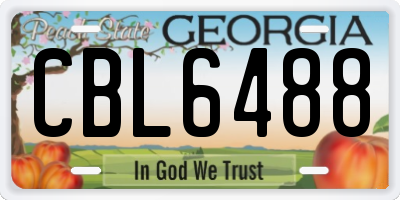 GA license plate CBL6488