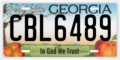 GA license plate CBL6489