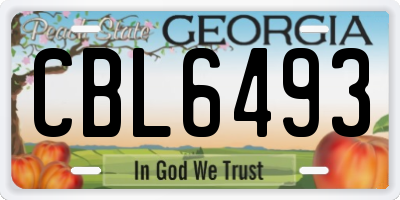GA license plate CBL6493