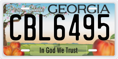 GA license plate CBL6495