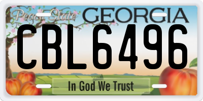 GA license plate CBL6496