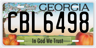 GA license plate CBL6498