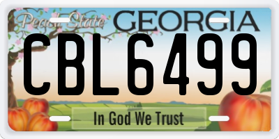 GA license plate CBL6499