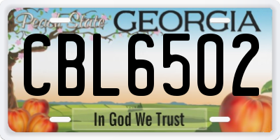 GA license plate CBL6502