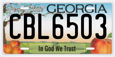 GA license plate CBL6503