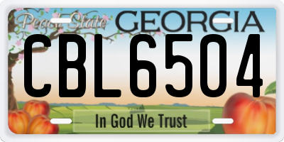 GA license plate CBL6504