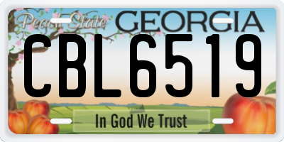 GA license plate CBL6519