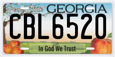 GA license plate CBL6520