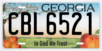 GA license plate CBL6521
