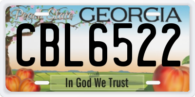 GA license plate CBL6522