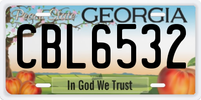 GA license plate CBL6532