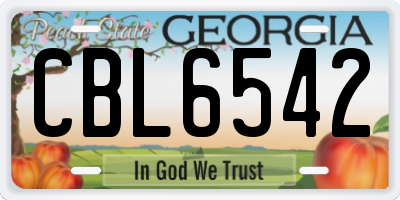 GA license plate CBL6542