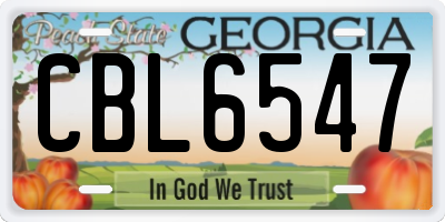 GA license plate CBL6547