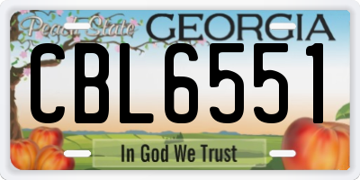 GA license plate CBL6551