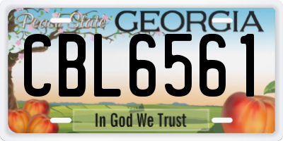 GA license plate CBL6561