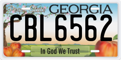 GA license plate CBL6562