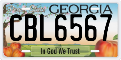 GA license plate CBL6567
