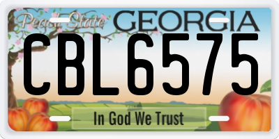 GA license plate CBL6575