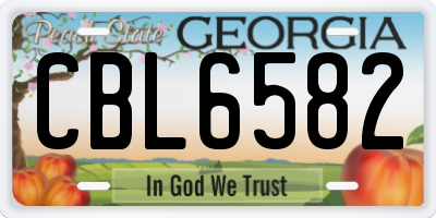 GA license plate CBL6582