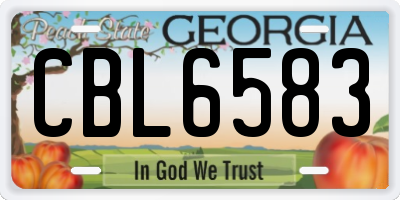 GA license plate CBL6583