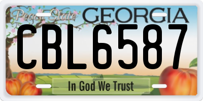 GA license plate CBL6587