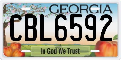 GA license plate CBL6592