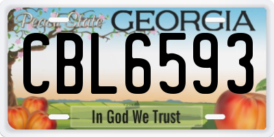 GA license plate CBL6593