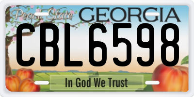 GA license plate CBL6598