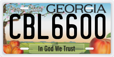 GA license plate CBL6600