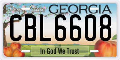 GA license plate CBL6608