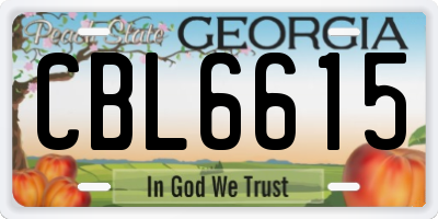 GA license plate CBL6615