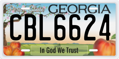 GA license plate CBL6624