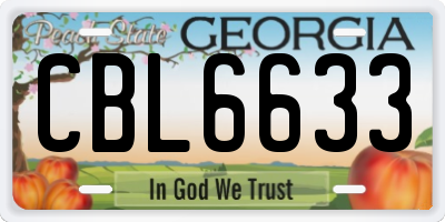 GA license plate CBL6633