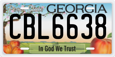 GA license plate CBL6638