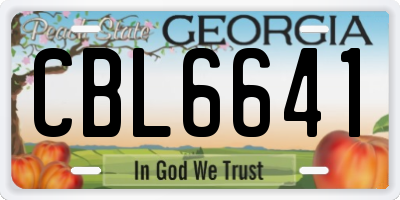 GA license plate CBL6641