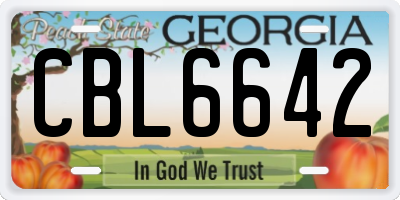 GA license plate CBL6642