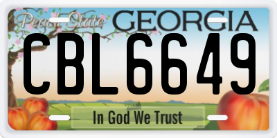 GA license plate CBL6649