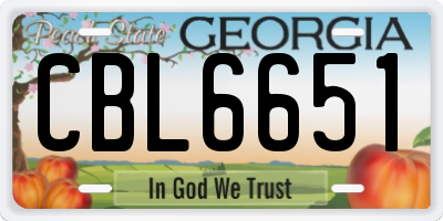 GA license plate CBL6651