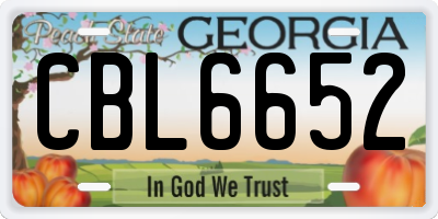 GA license plate CBL6652