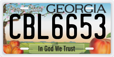 GA license plate CBL6653