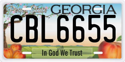 GA license plate CBL6655