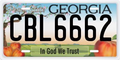 GA license plate CBL6662
