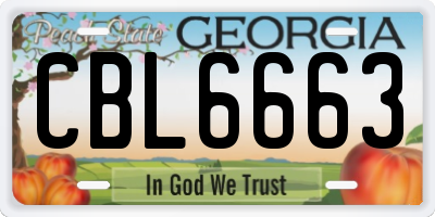 GA license plate CBL6663