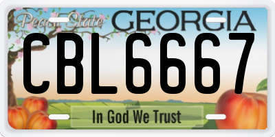 GA license plate CBL6667