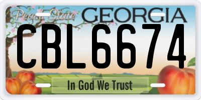 GA license plate CBL6674